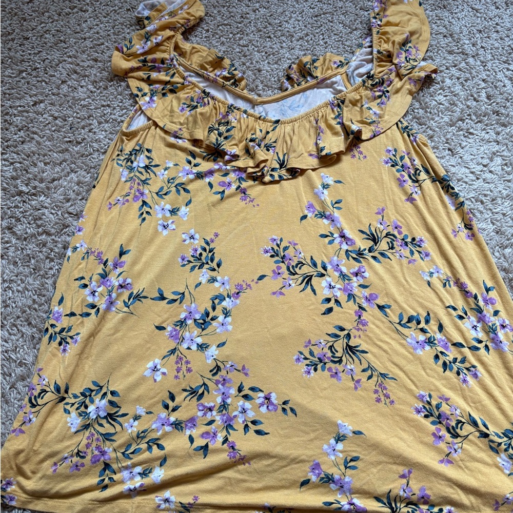 Torrid Yellow Floral Ruffle Blouse
